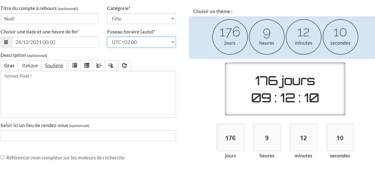 Compte à rebours gratuit personnalisé en ligne