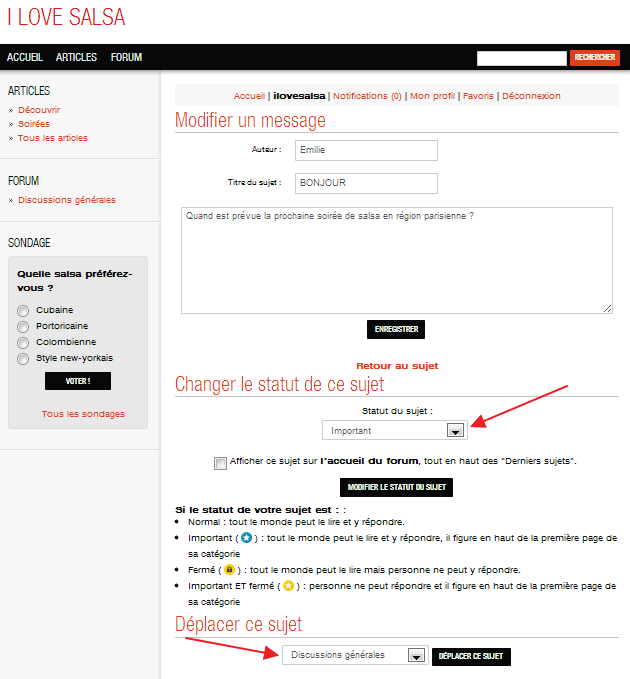 Comment modifier ou effacer des messages dans le forum ...